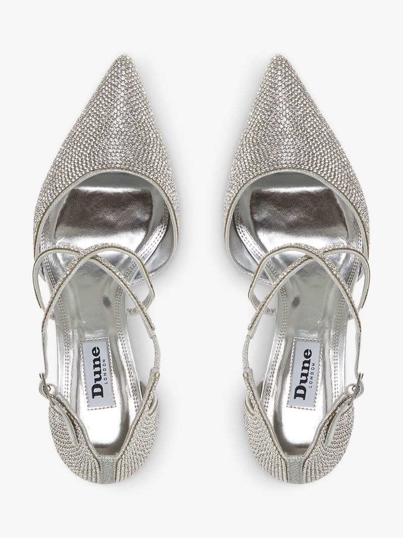Silver Dune Embellished Shoes DUNE Captivated Embellished Pointed