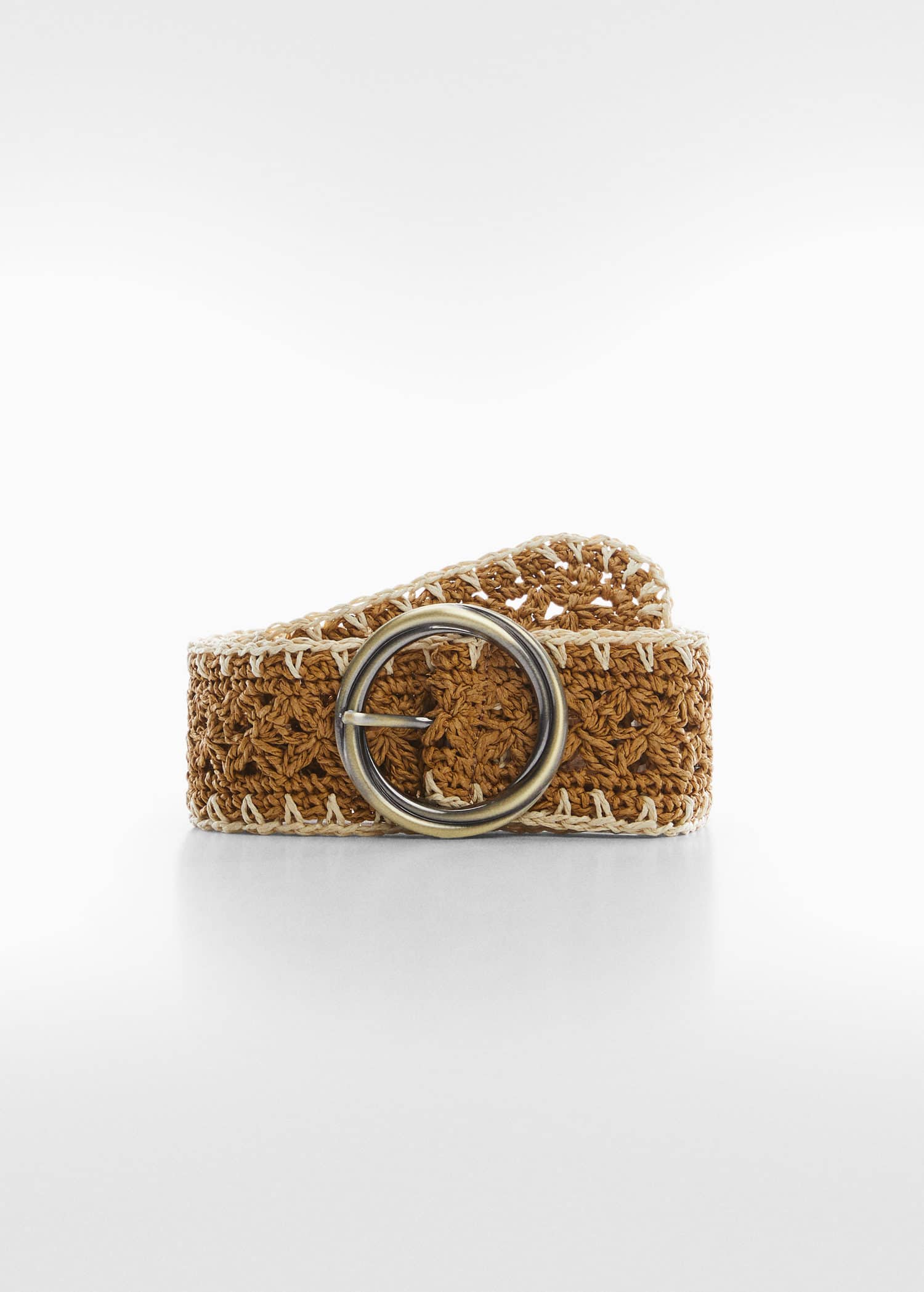 MANGO Raffia Buckle Belt | endource