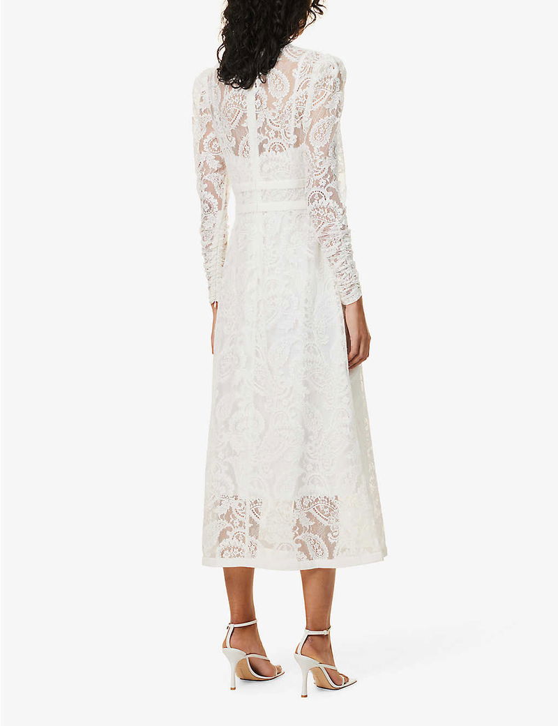 ZIMMERMANN Wonderland Floral-Embroidered Cotton-Blend Lace Midi Dress