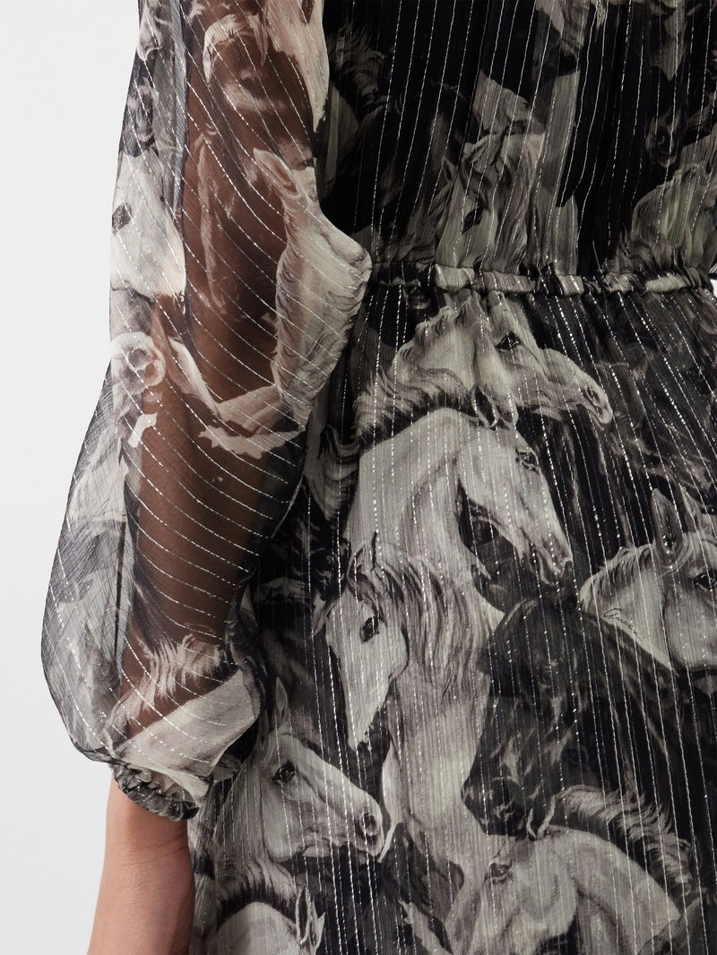 GUCCI Horse-Bring Silk-Blend Chiffon Maxi Dress endource