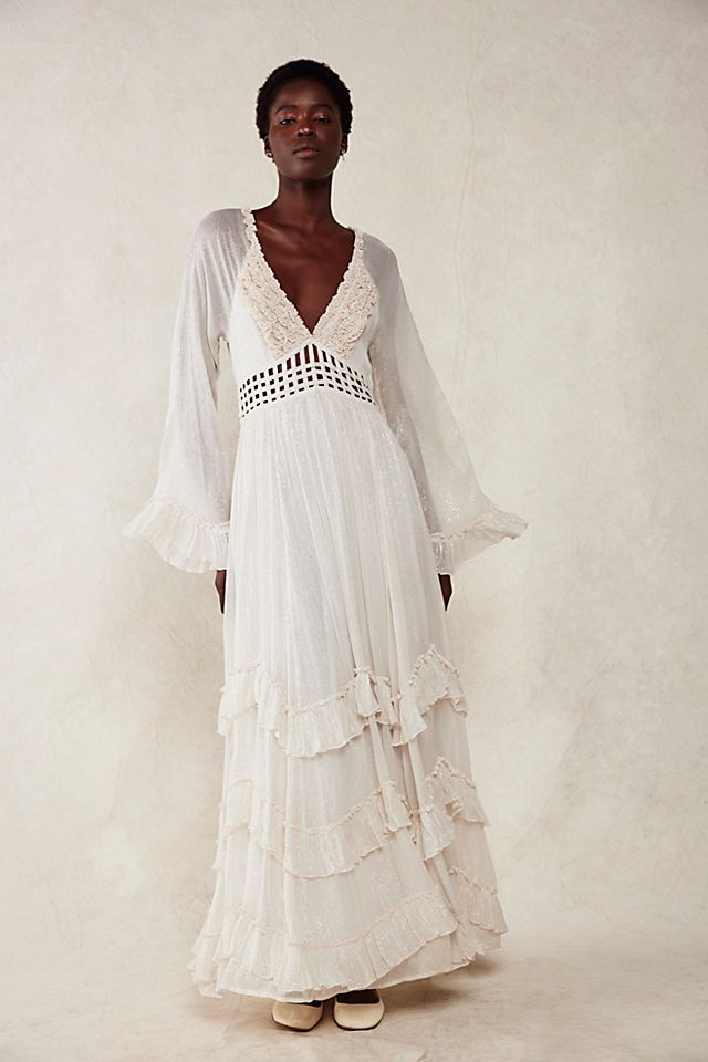 chinese dress ladies Amazon Free People Dahlia Embroidered Maxi Dress