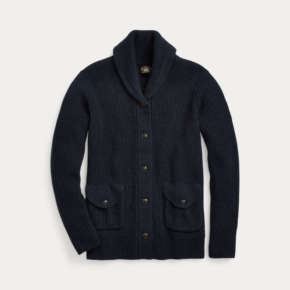 RALPH LAUREN RRL Cashmere Shawl Collar Cardigan in Blue Endource