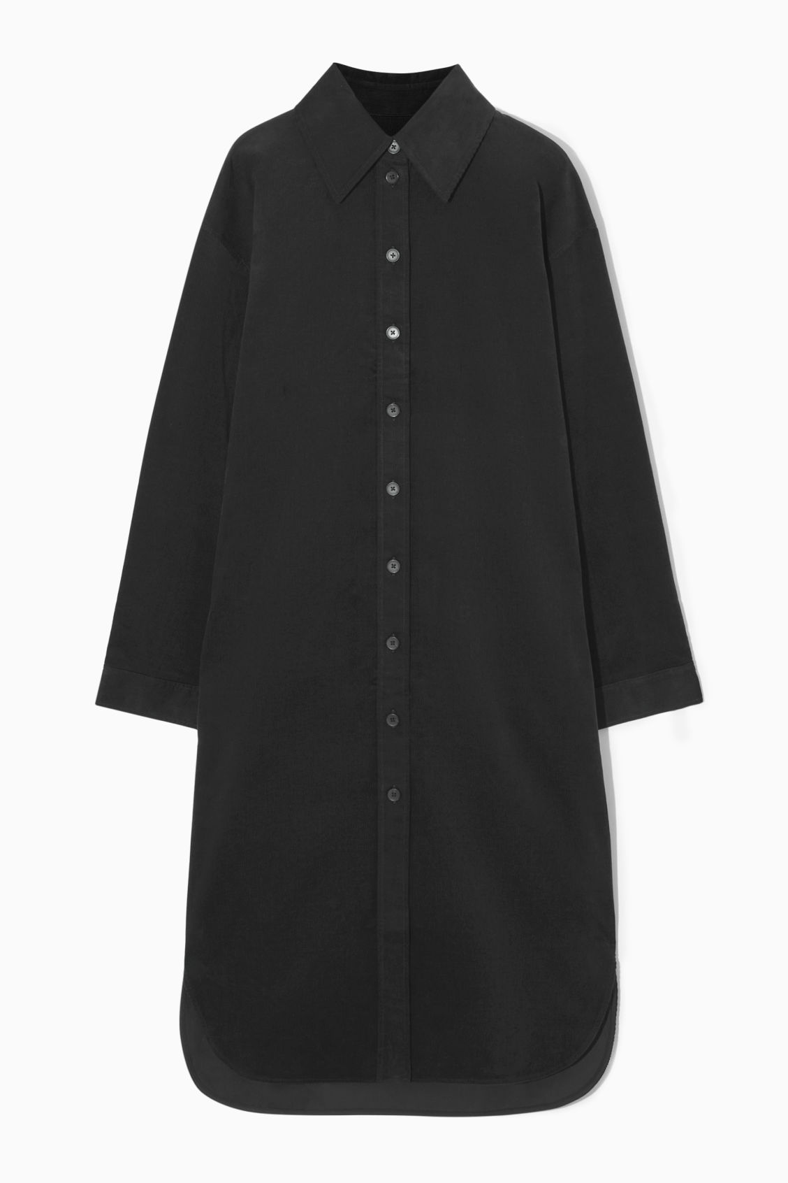 Black Corduroy Shirt Dress Gini London Black Cord Long Sleeve Button Front  Mini Shirt Dress