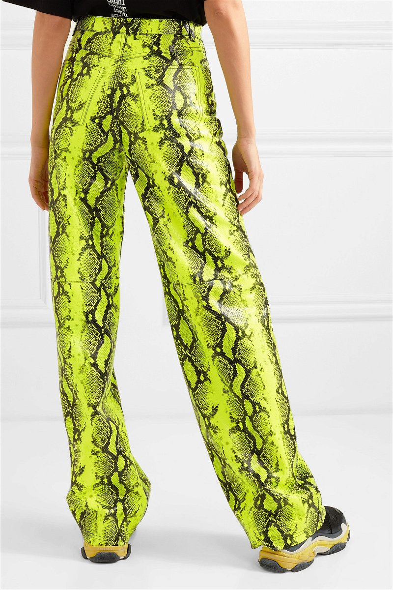 Snake-print straight leather pants in multicoloured - Victoria Beckham