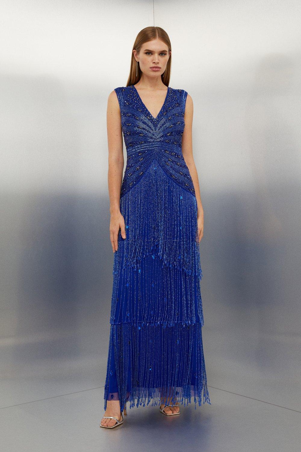 KAREN MILLEN Embellished Beaded Woven Maxi Dress | endource