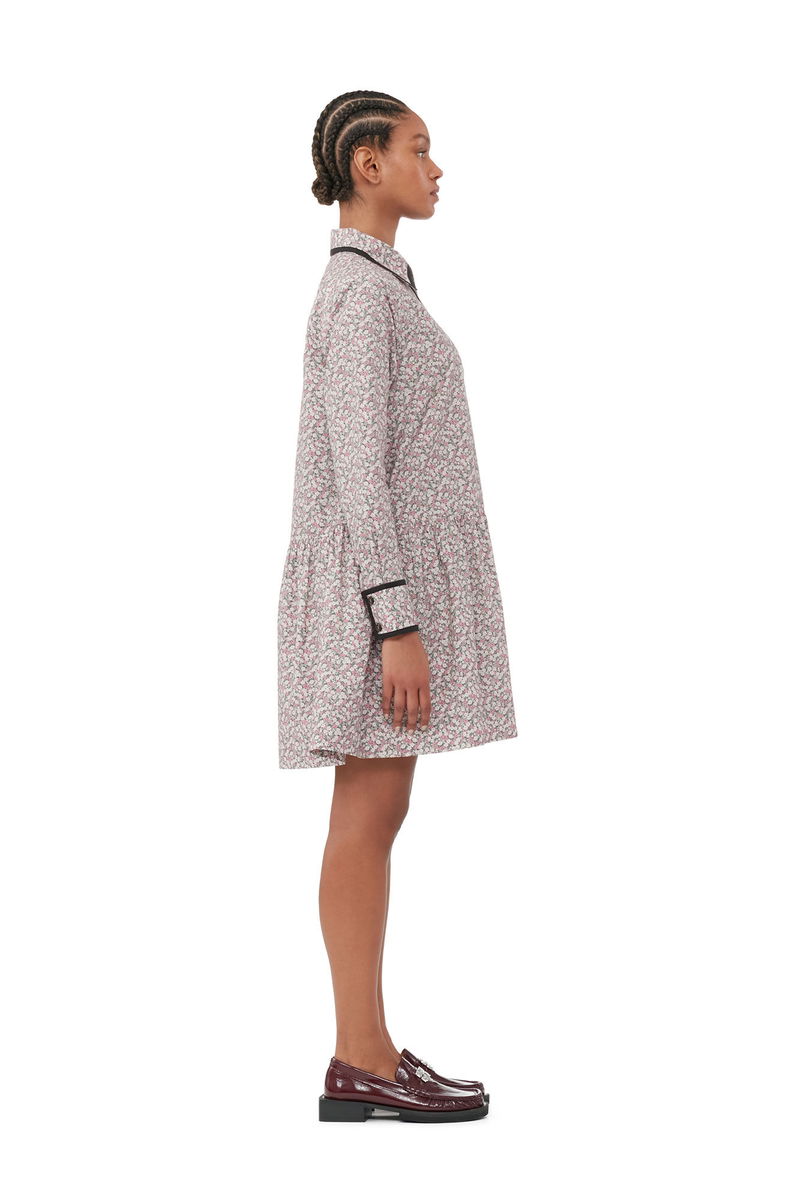 ganni printed cotton mini shirt dress Ganni Printed Stretch Cotton Mini Shirt Dress (GNAA1030184859) - Short  Dresses