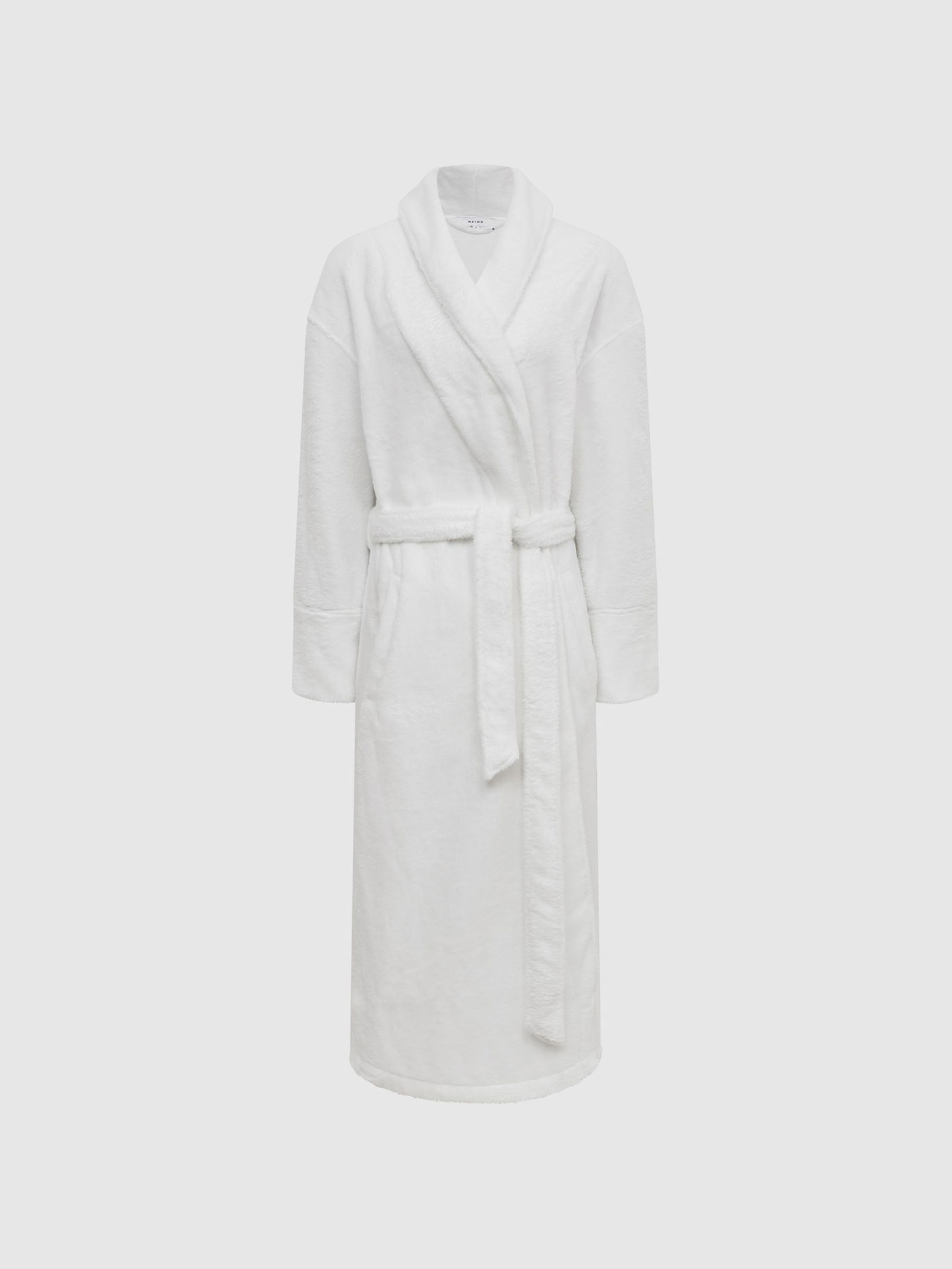 REISS Fluffy Bath Robe in White Endource