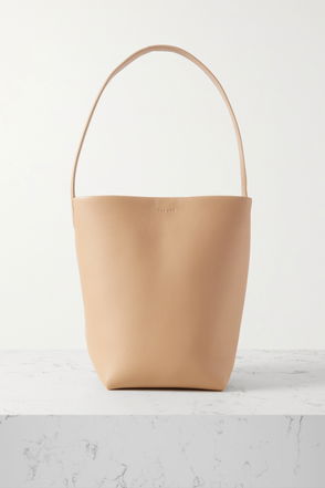 THE ROW Park Small Textured-Leather Tote in Black