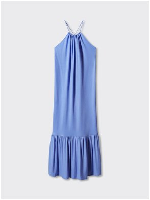 ALEXANDRA MIRO Asher Printed Halterneck Maxi Dress in Blue