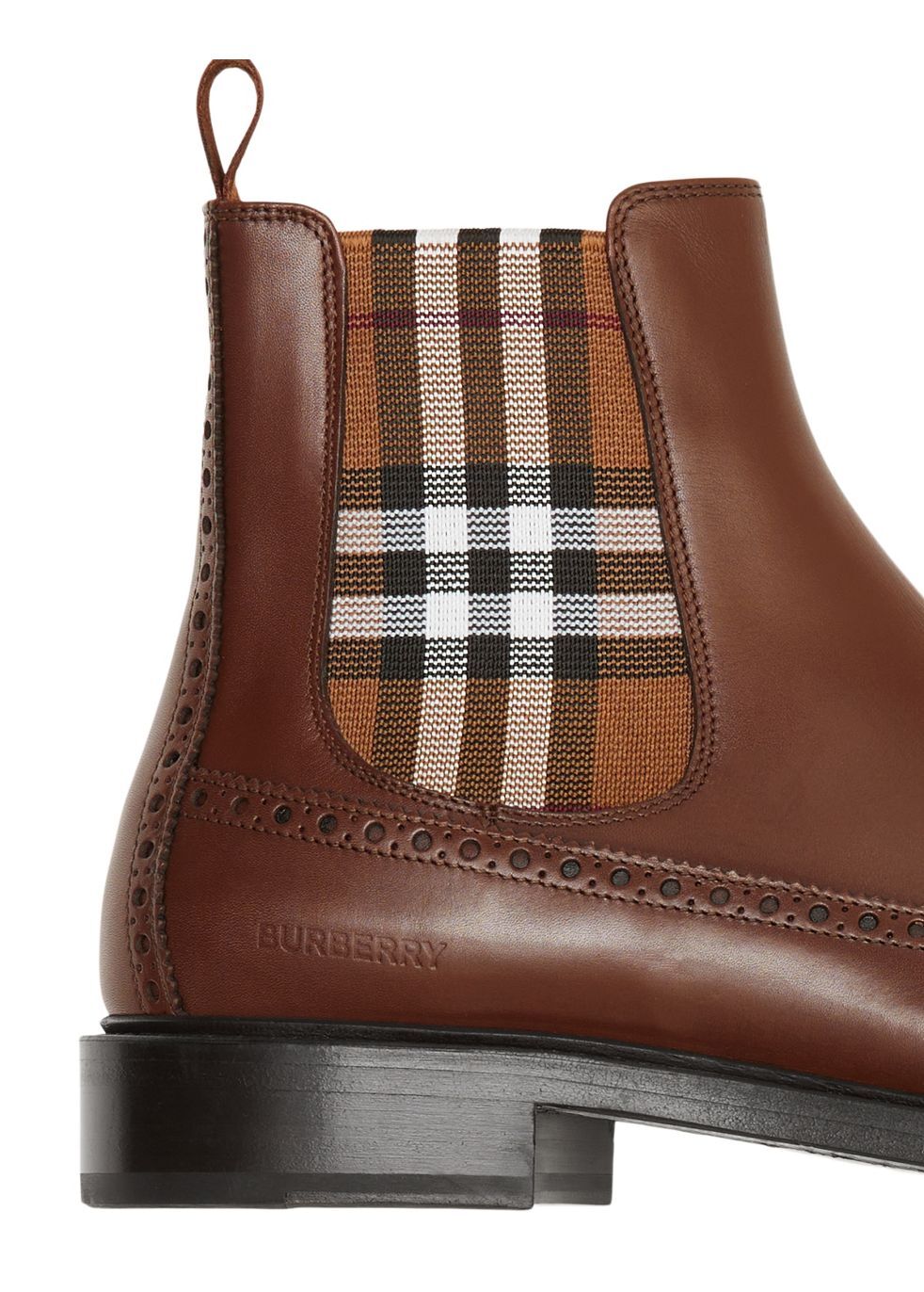 BURBERRY Vintage Check Detail Leather Chelsea Boots | endource display picture 3