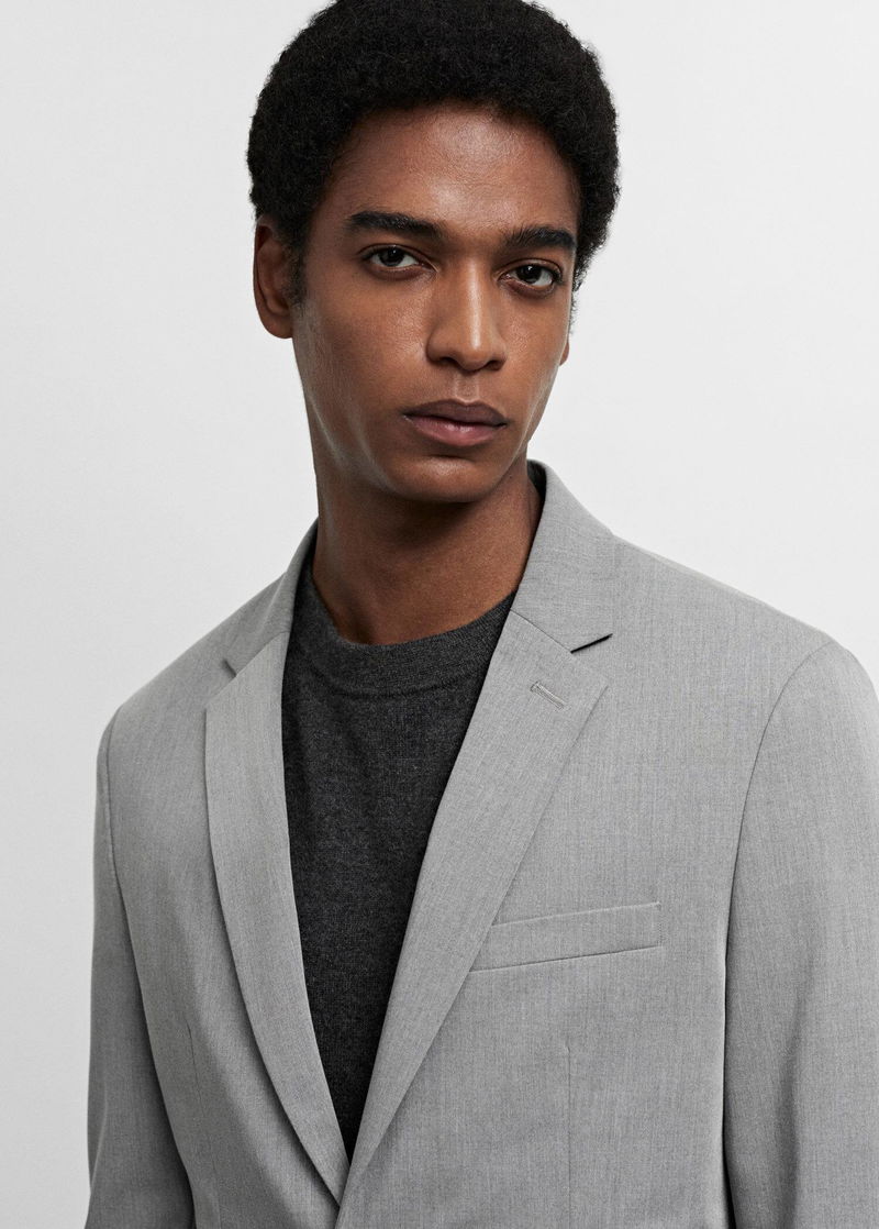 MANGO Super Slim-Fit Suit Jacket In Stretch Fabric in Grey