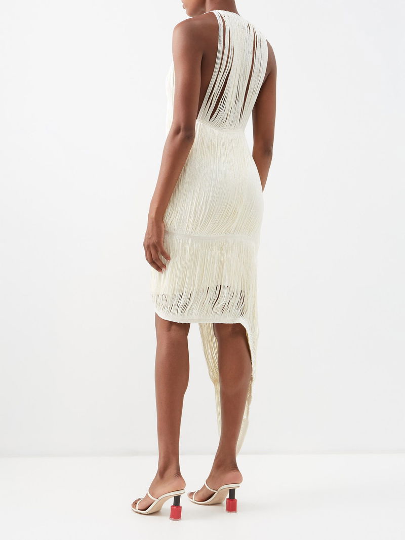 LOEWE Asymmetric Fringed Silk-Blend Dress | endource
