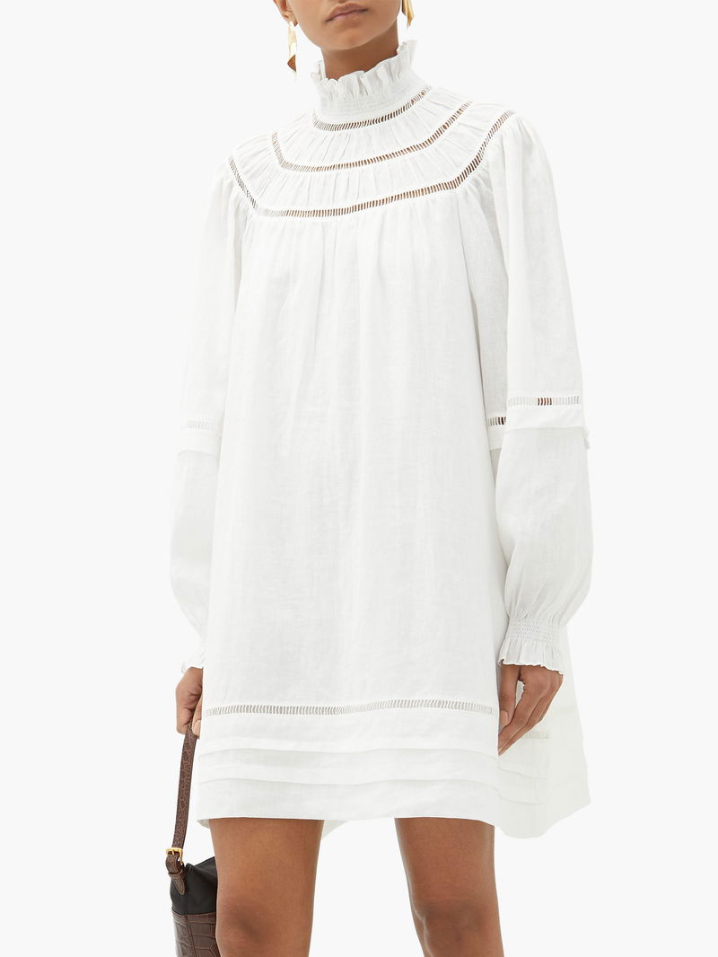 long linen dresses with sleeves Beige Linen Cotton Maxi Dress - Lantern Sleeve