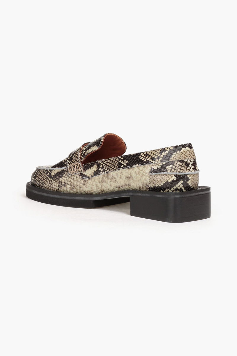 GANNI Snake-Effect Leather Loafers in Animal Print | Endource