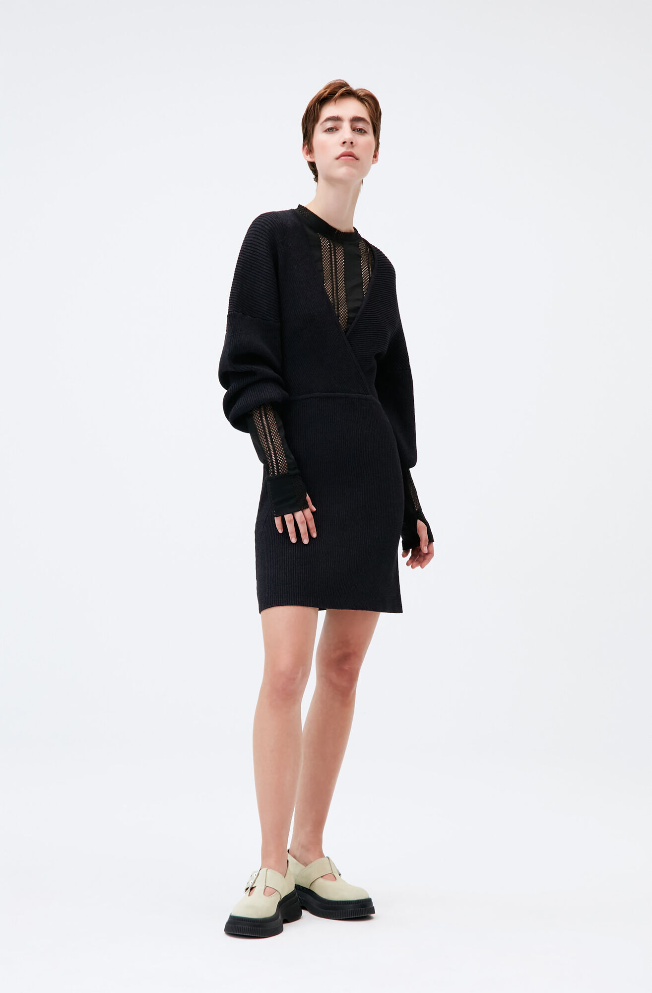 ganni melange knit mini dress Ganni Mlange knit mini dress GANNI