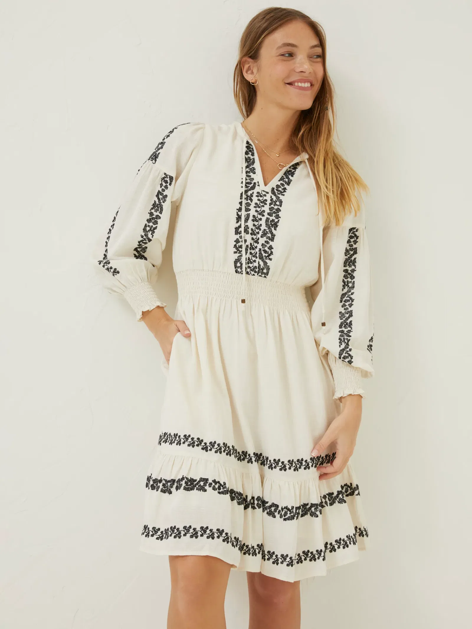 fatface embroidered dress Gia Black Regular Embroidered Maxi Dress