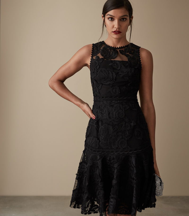 REISS Adia Lace Asymmetric Hem Dress endource