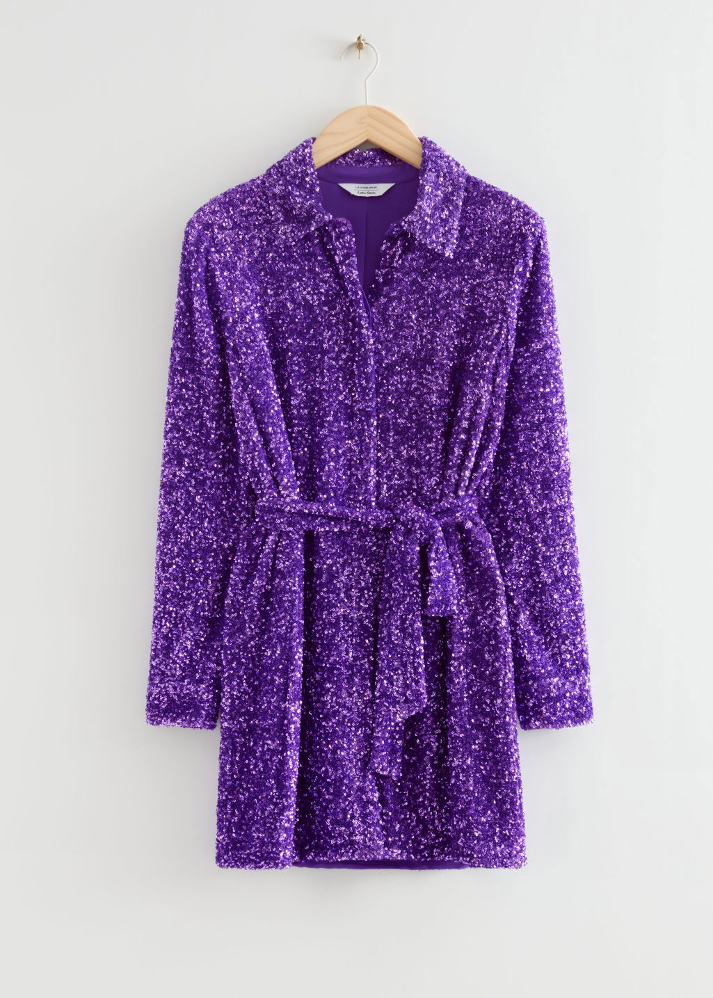 purple sequin shirt dress Electric Purple Sequin Shirt-Dress M