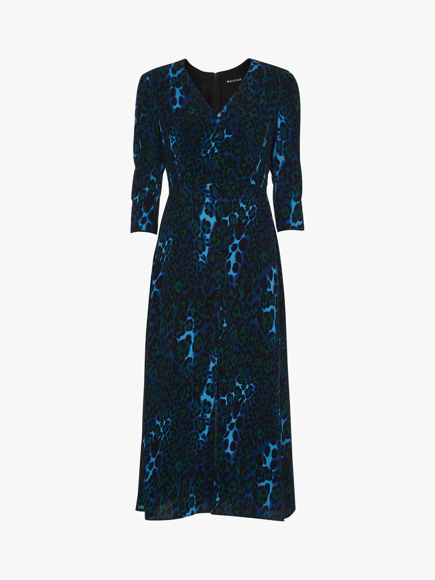 WHISTLES Night Cat Leopard Print Midi Dress in Blue/Multi Endource