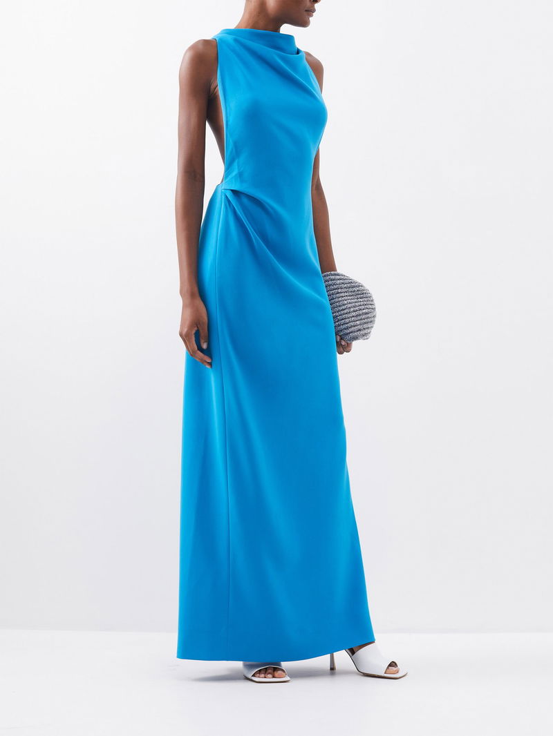 chinese dress ladies Proenza Schouler Devyn Crêpe Drape Maxi Dress - Black main image 0