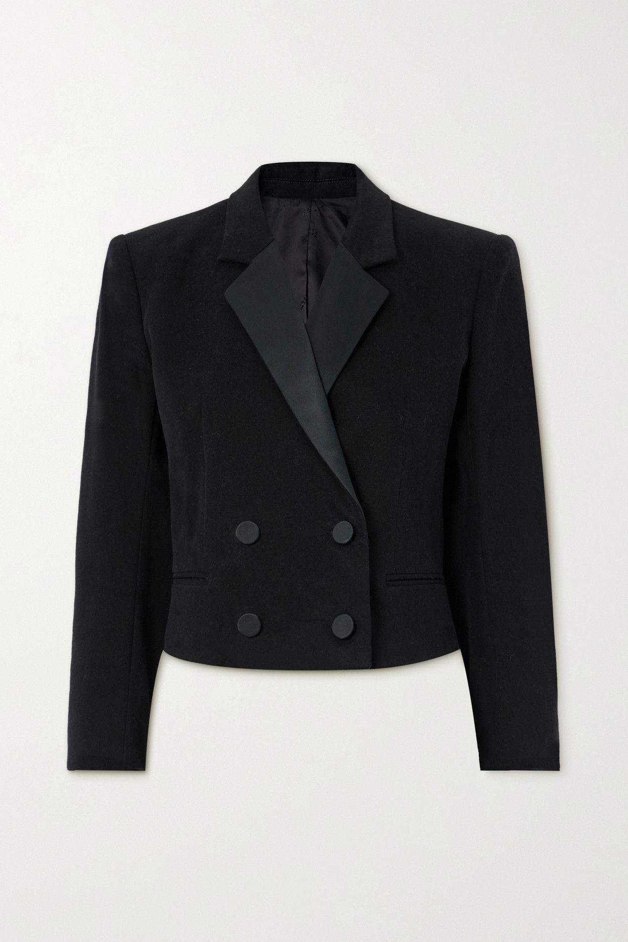 ISABEL MARANT Hasta Cropped Double-Breasted Wool Blazer in Black | Endource