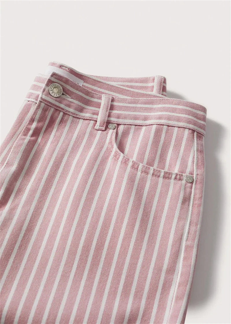 MANGO Straight Striped Jeans in Pink