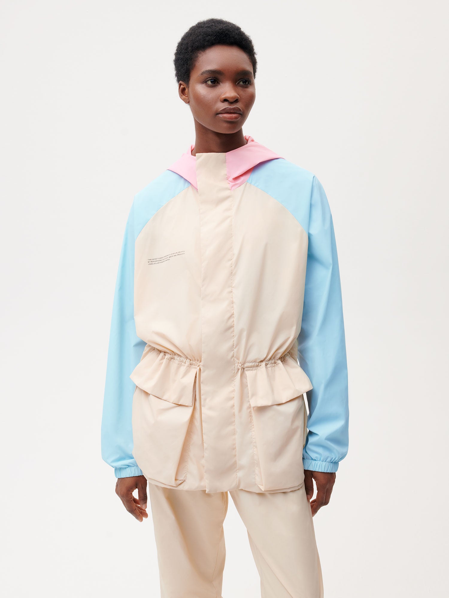 PANGAIA Colour Block Jacket in Sand | endource