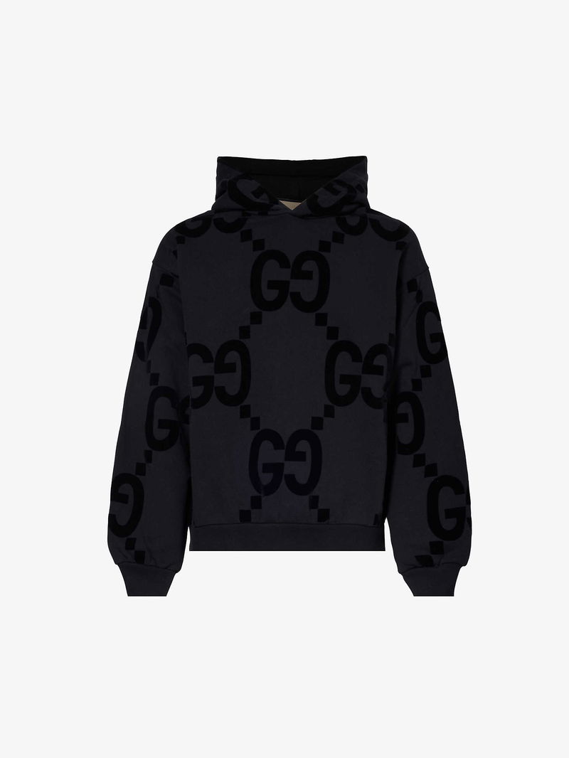 GUCCI Monogram-Embellished Relaxed-Fit Cotton-Jersey Hoody endource