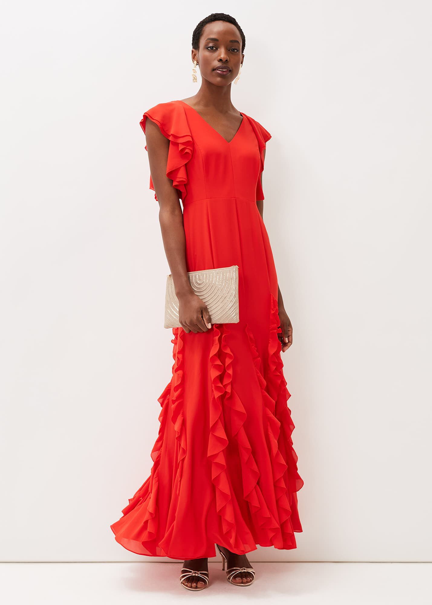 super eight floral ruffle cotton & silk maxi dress Halter Floral Ruffle Maxi Dress Pink