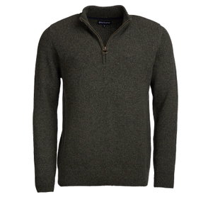Dark grey textured half-zip sweater with Barbour branding