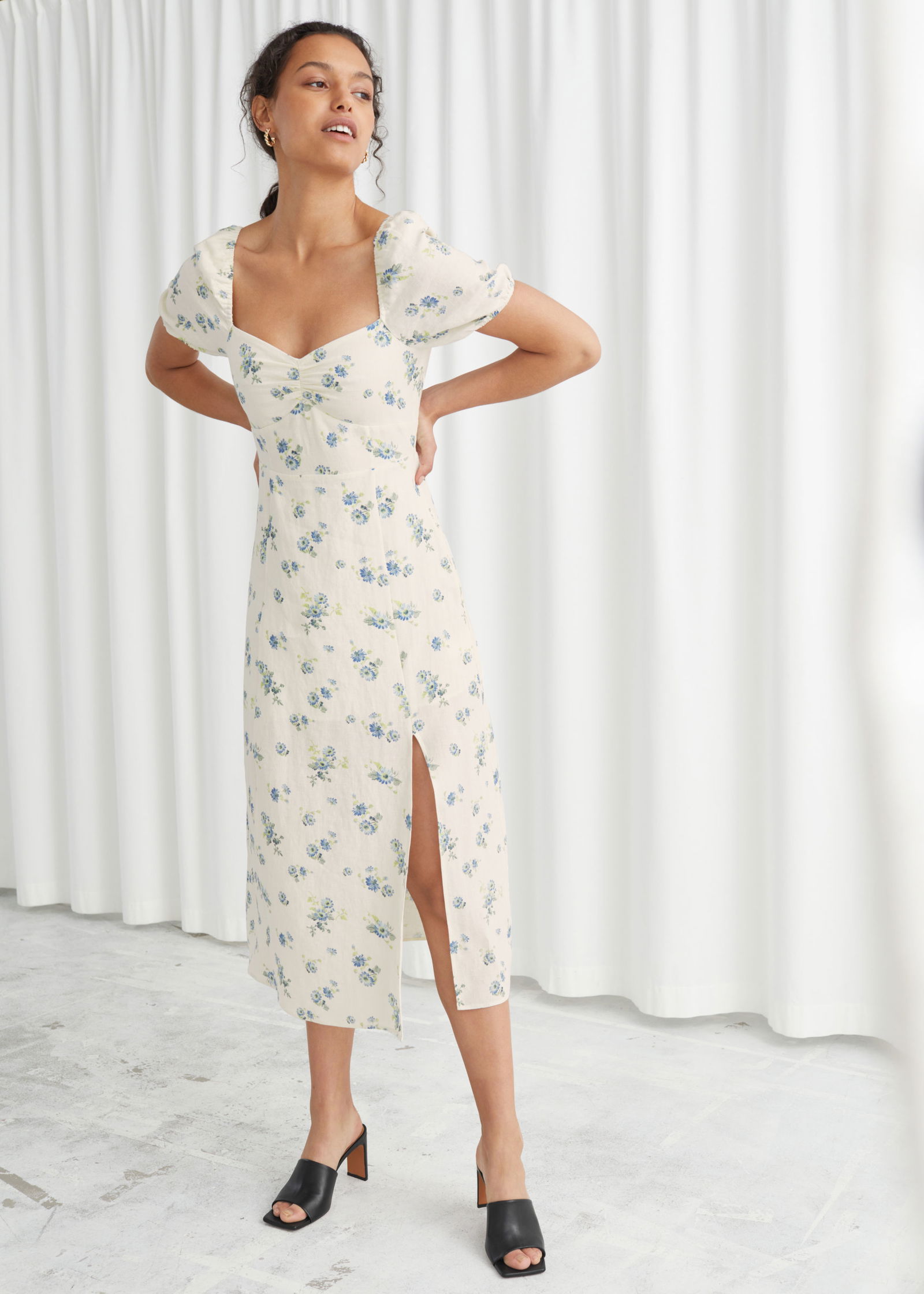 & OTHER STORIES Puff Sleeve Linen Midi Dress | endource & OTHER STORIES Puff Sleeve Linen Midi Dress | endource