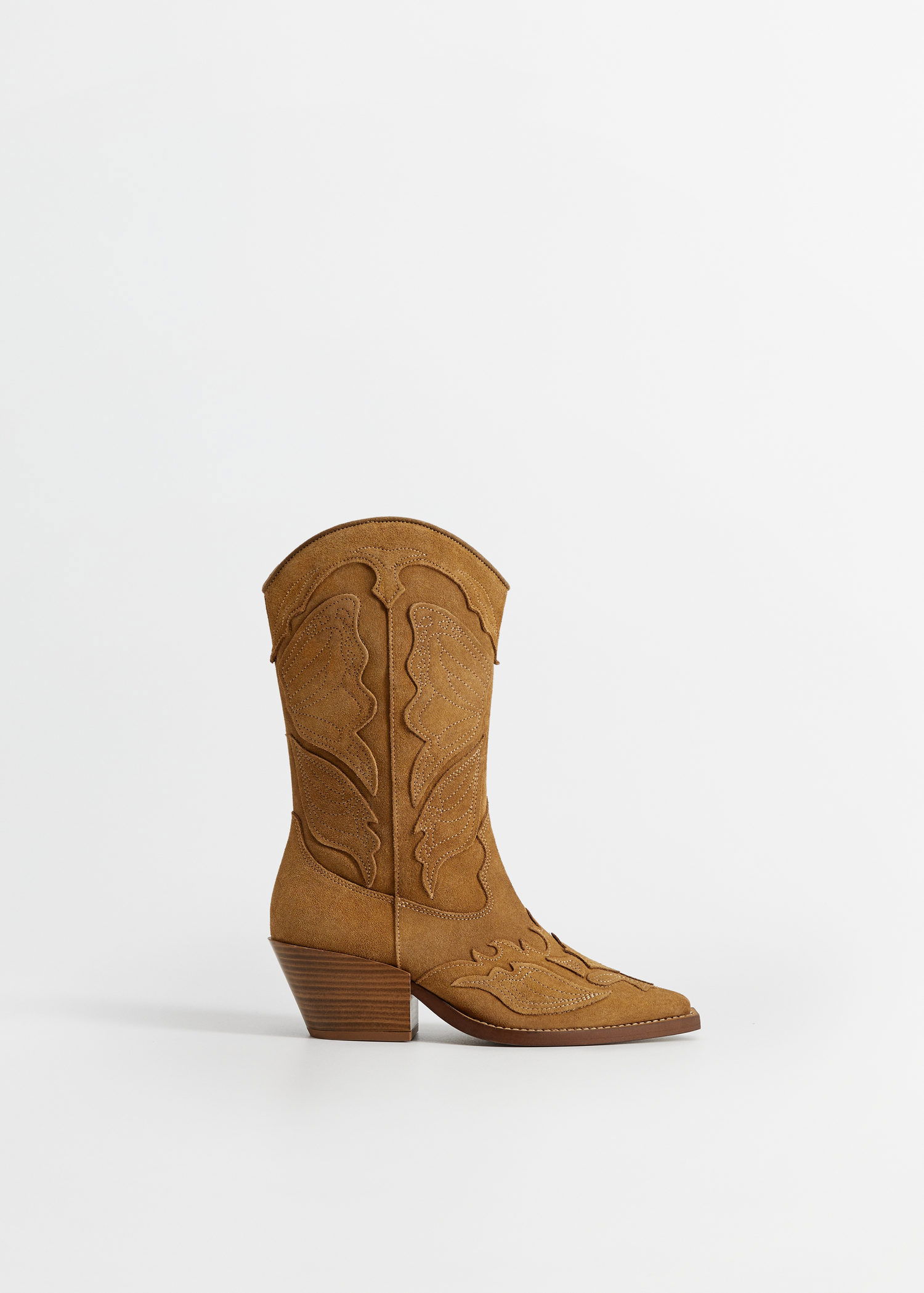 <b>MANGO</b> Cowboy Leather Boots in Sand.