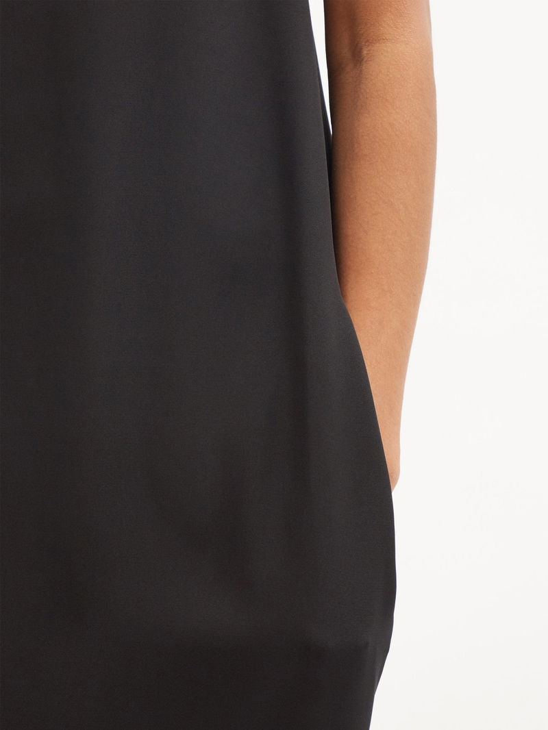 Black Bandeau-neck silk-satin maxi dress, Raey