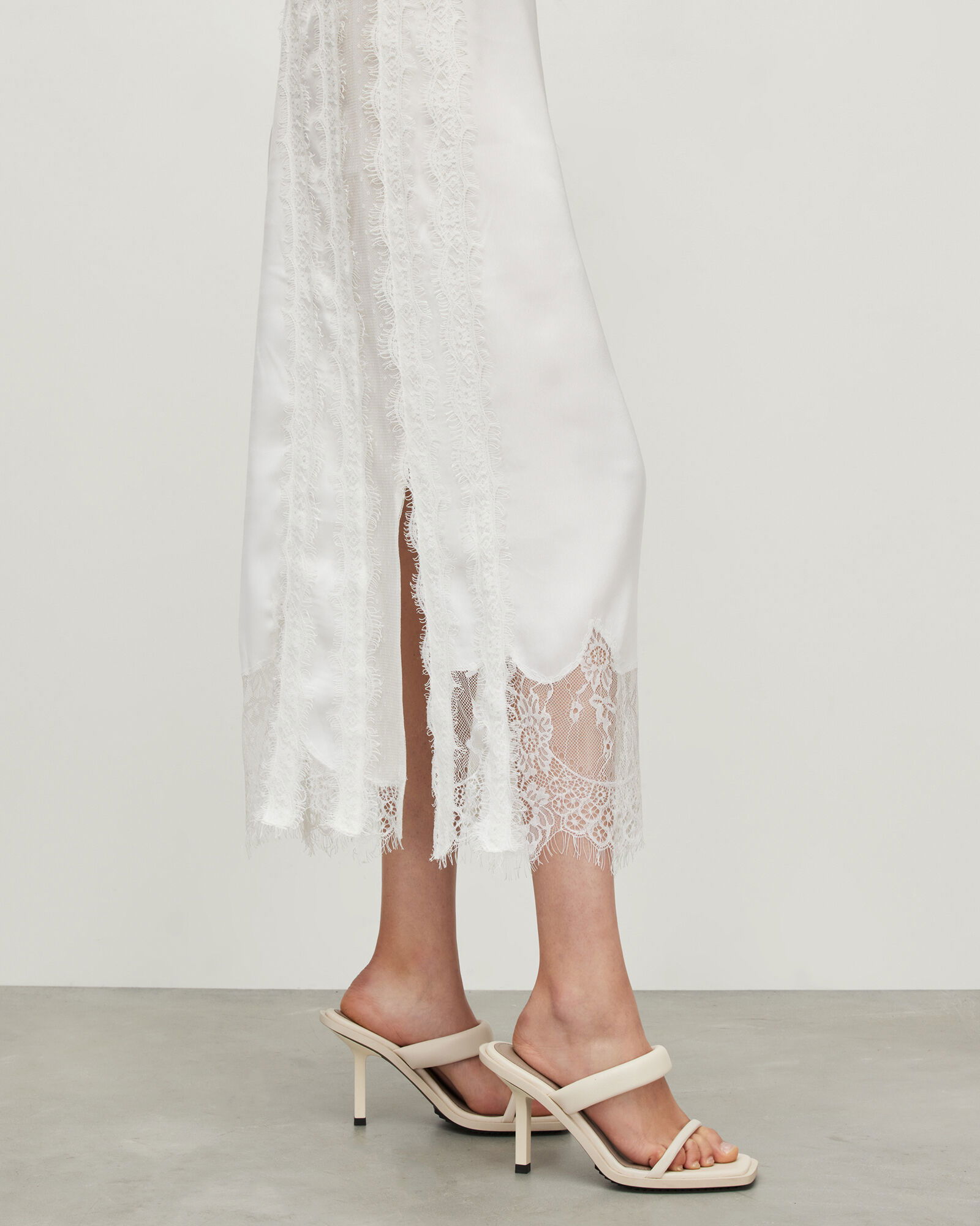mila lace panelled frill trim maxi dress AllSaints + Mila Lace Panelled Frill Trim Maxi Dress