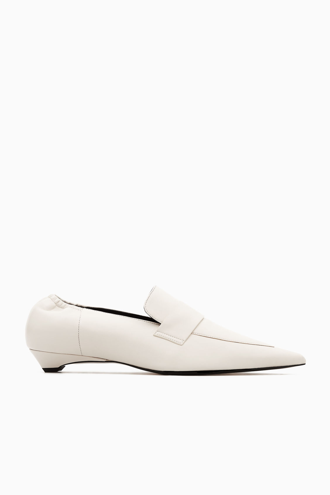 COS Pointed Leather Kitten-Heel Loafers in WHITE | endource