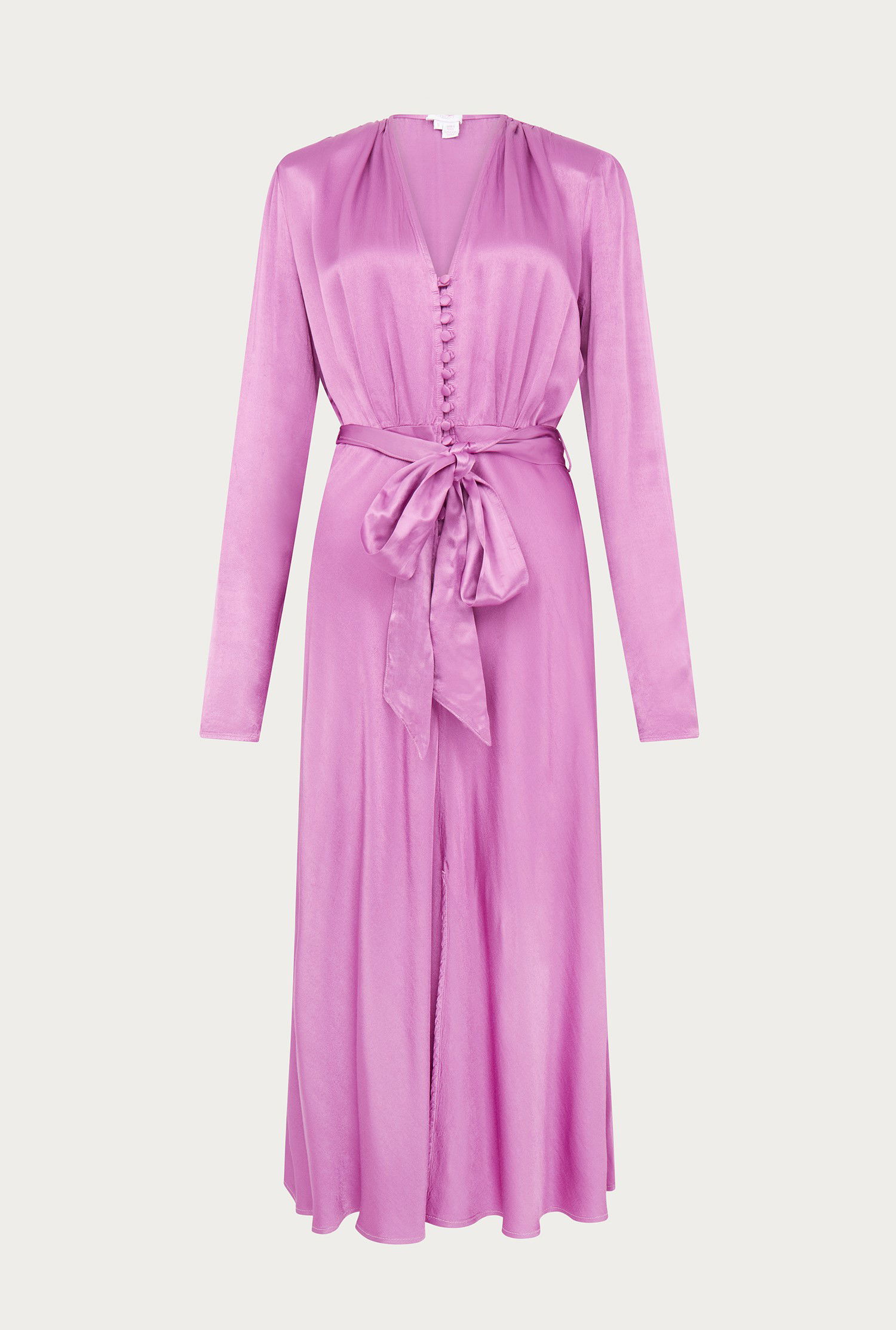 ghost meryl dress pink Ghost Meryl Satin Button Dress, Deco Rose, M