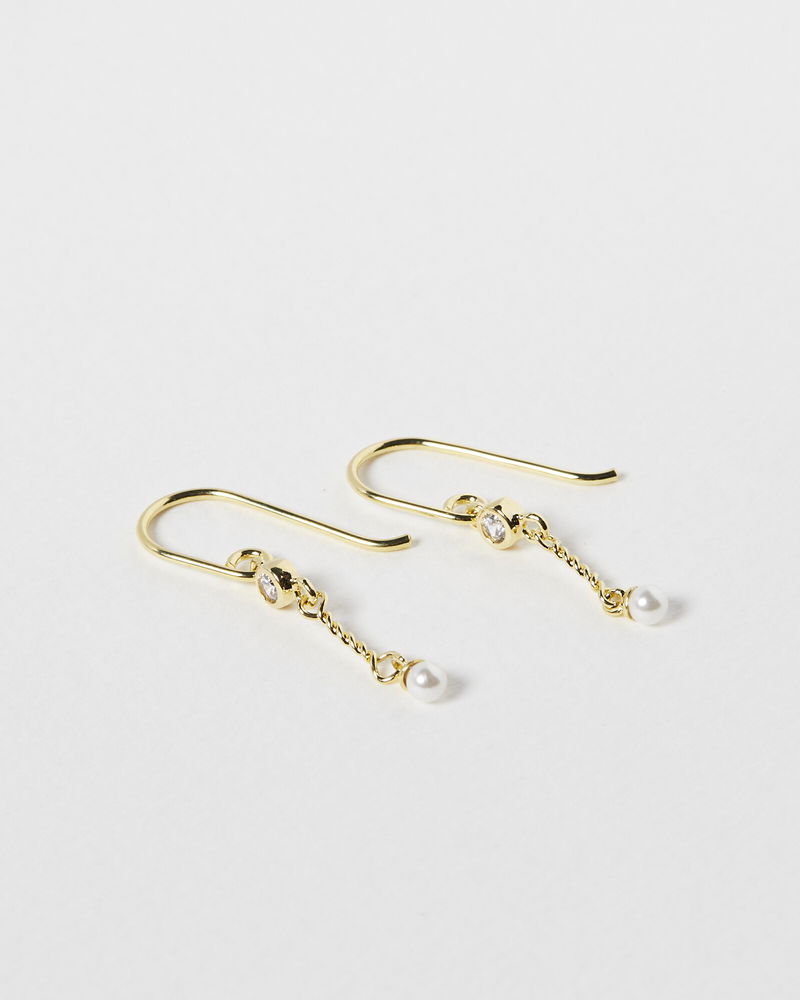 Oliver Bonas Rosaline Freshwater Pearl Gold Plated Drop Earrings In Gold Endource