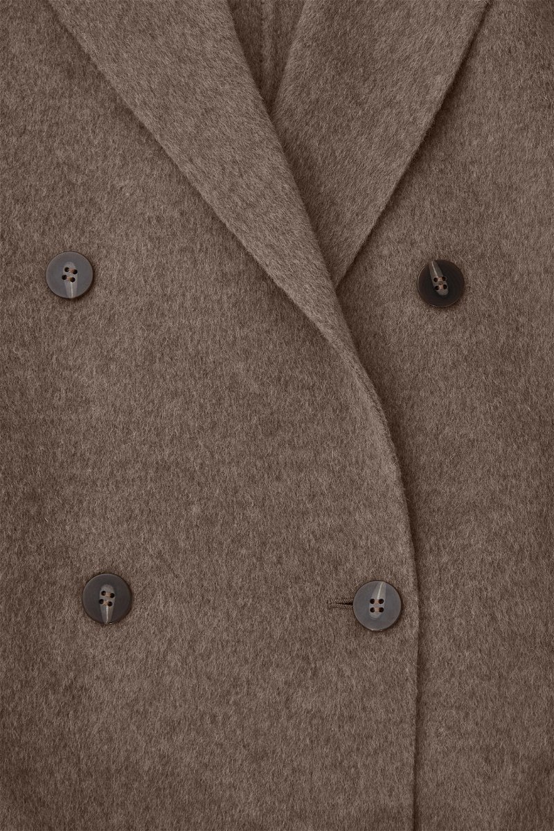 COS Oversized Double-Breasted Wool Coat in DARK BEIGE