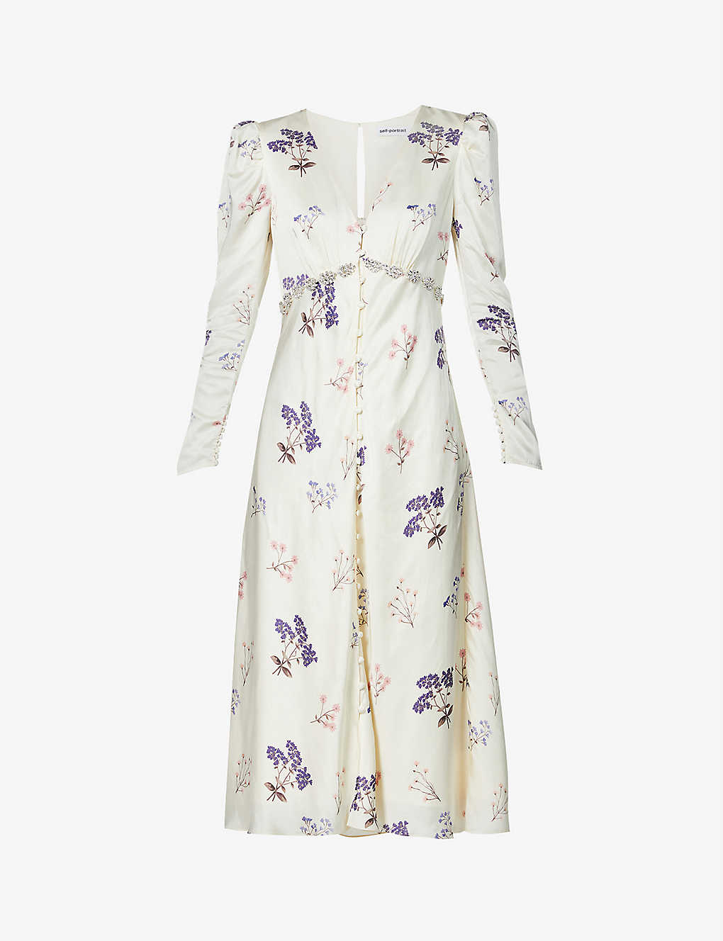 knee length dresses for ladies Blue Flower Lace Midi Dress main image 0