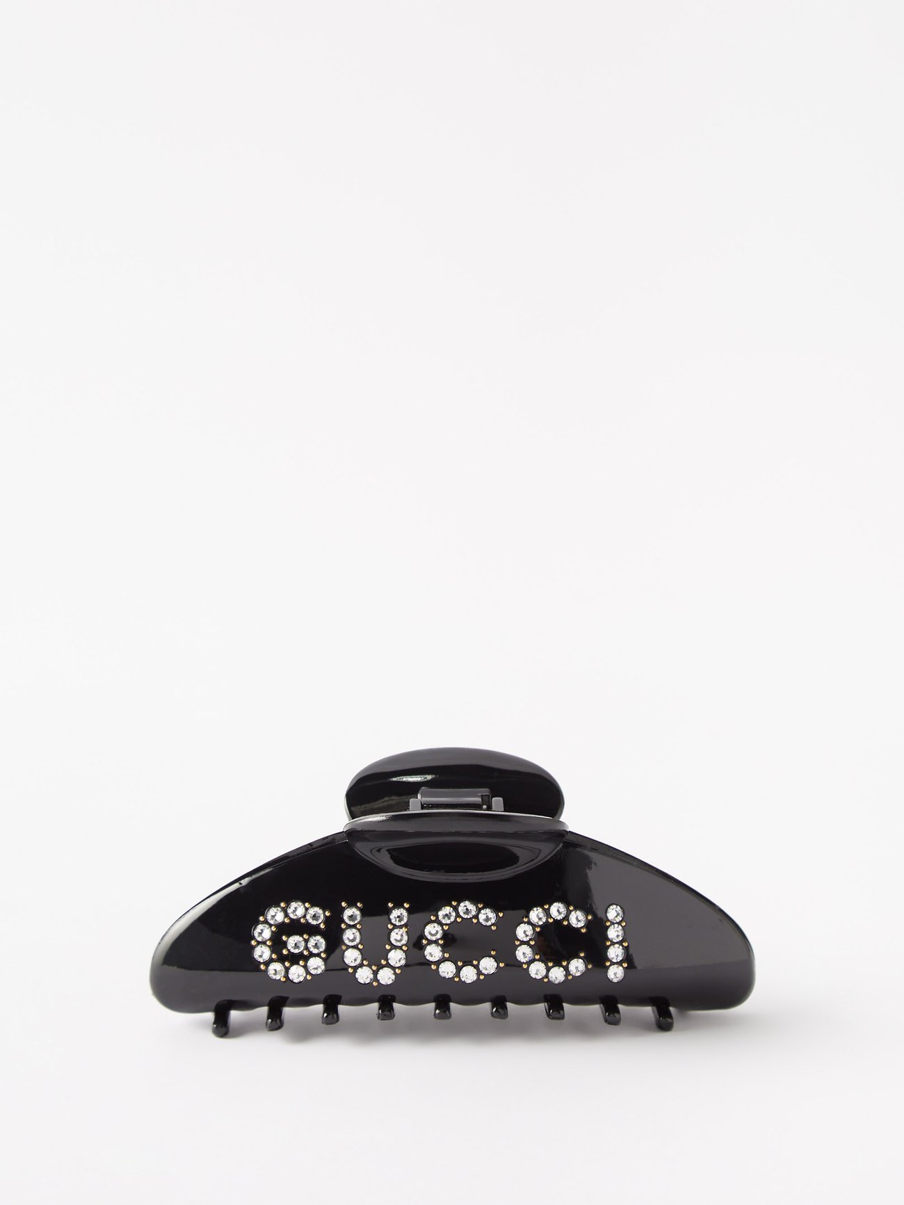 Gucci Black Crystal Logo Hair Clip Barrette Gucci Crystal Hair Clip Barrette Black Clear Gold 657510  main image 2