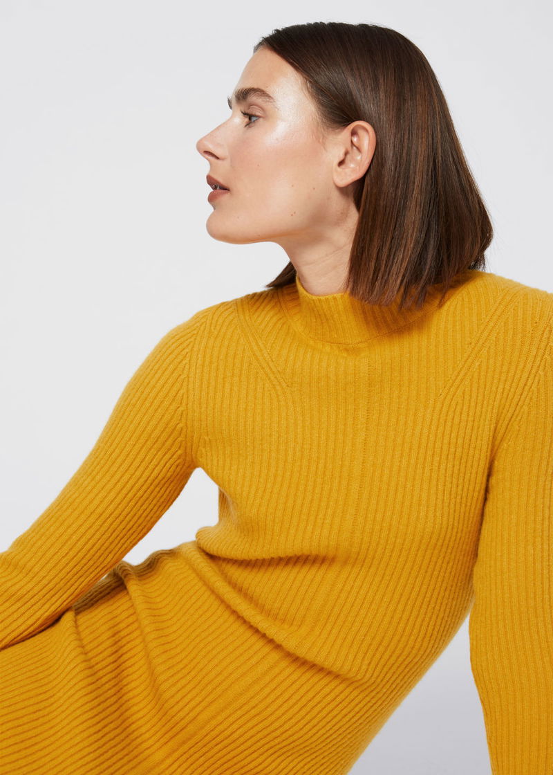 slim fit dress slacks Women's Fashionable Fitted Long Sleeve Wool Dress – Le Fil Chic main image 0