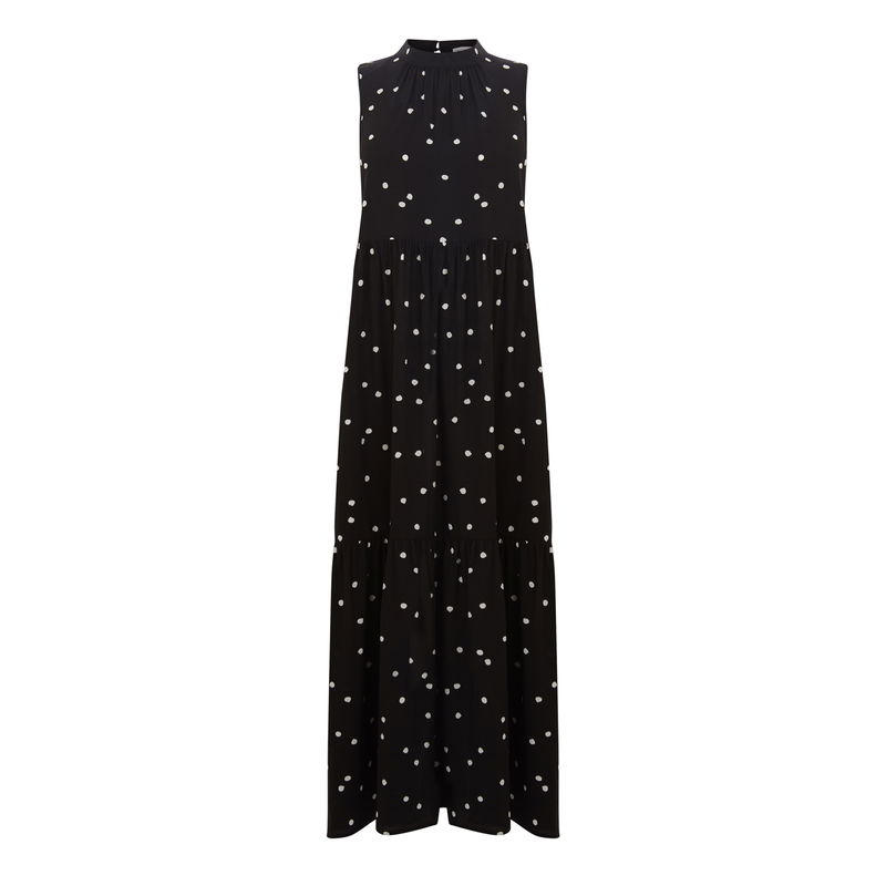 WAREHOUSE Polka Dot Tiered Midi Dress endource