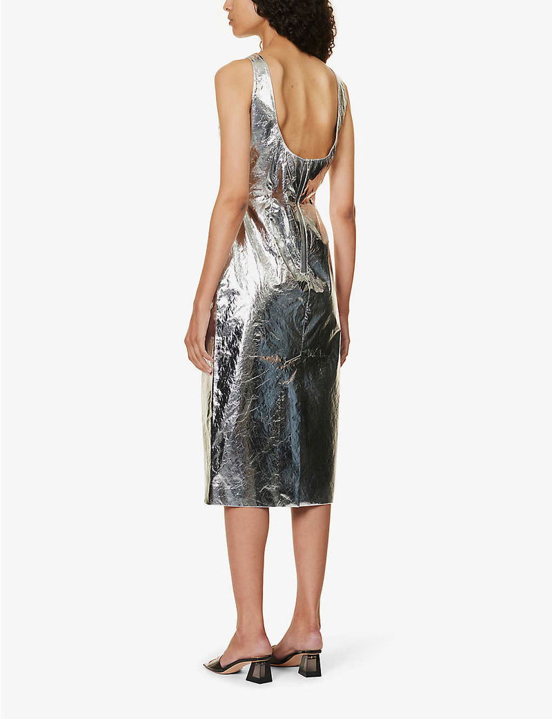 stine goya silver dress STINE GOYA Louise Scoop-Neck Midi Dress