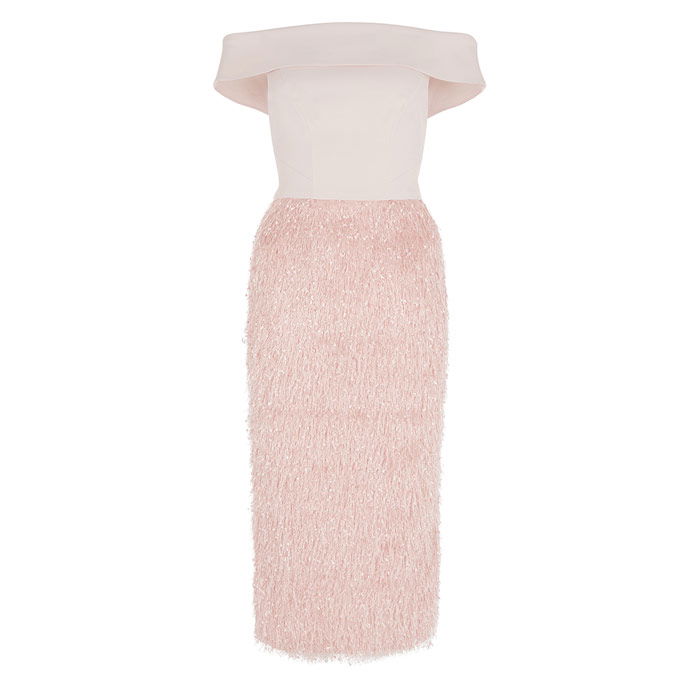coast pink feather dress Velvi - Sochi Gown - Hot Pink Feather Trim Evening Dress