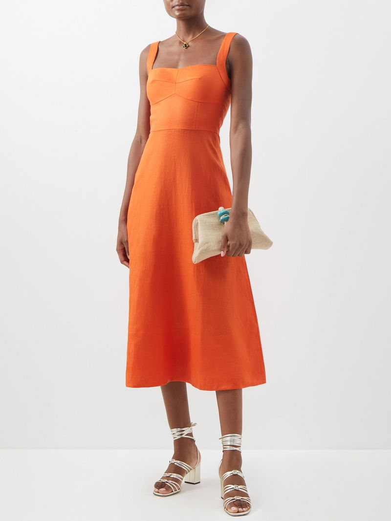 chinese dress ladies Saloni Women's Claudia Flori Sunset Silk Midi Dress