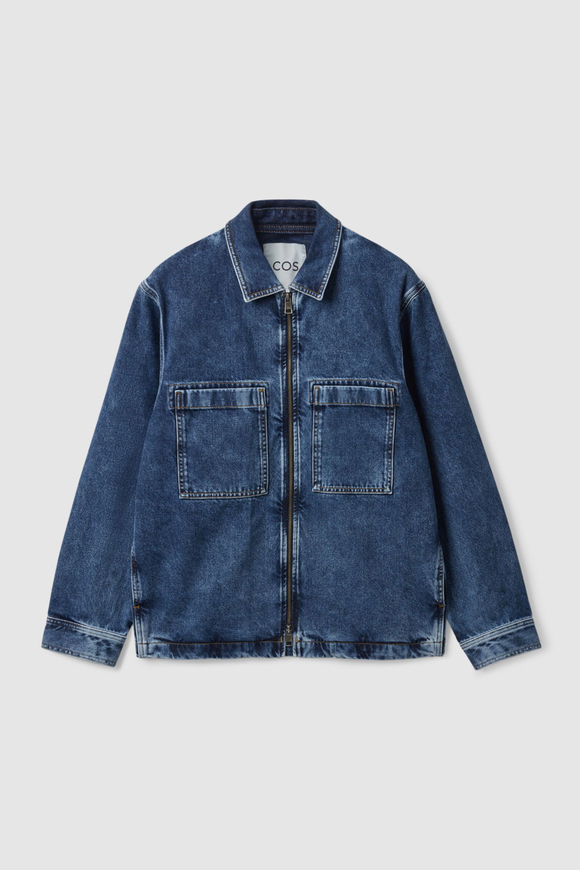 COS Zip-Up Denim Jacket in WASHED BLUE | Endource