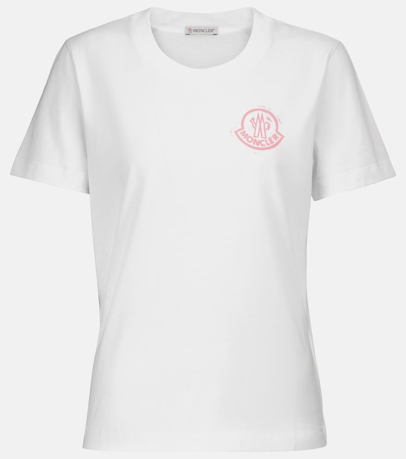 Logo Cotton Jersey T Shirt in Black - Moncler