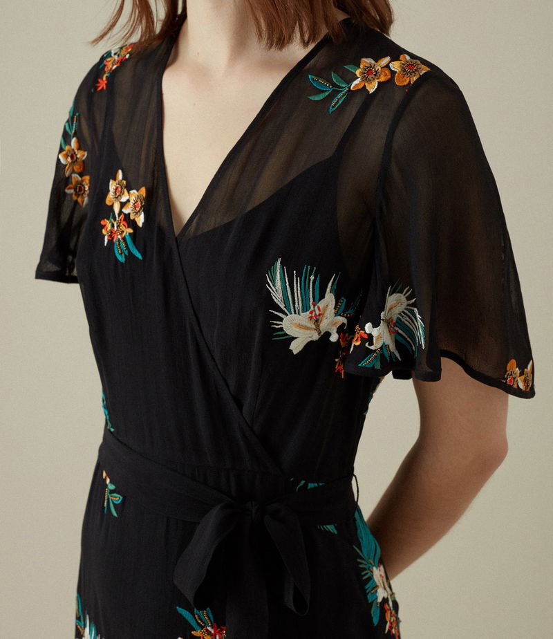 KAREN MILLEN Floral Embroidered Mini Dress | endource