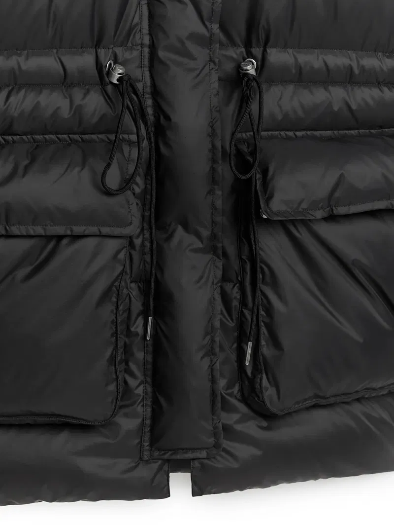 ARKET Drawstring Down Jacket in Black | Endource