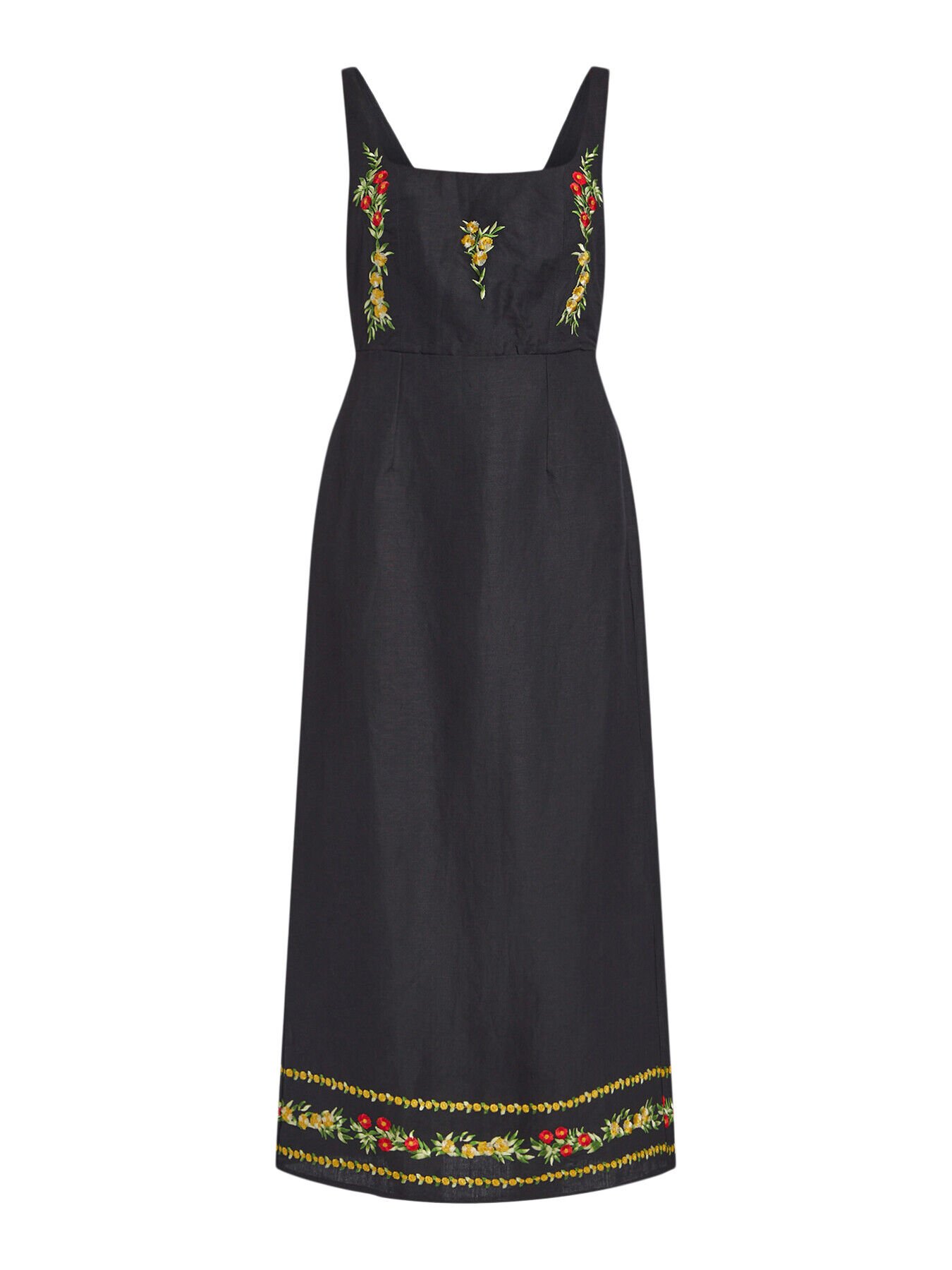 RIXO Benedict Dress in Summer Embroidery Black | Endource